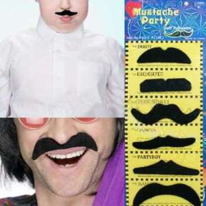 6 fausse moustaches adhésives accessoire de déguisement