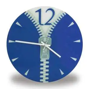 Horloge murale avec zip bleu fermeture éclair