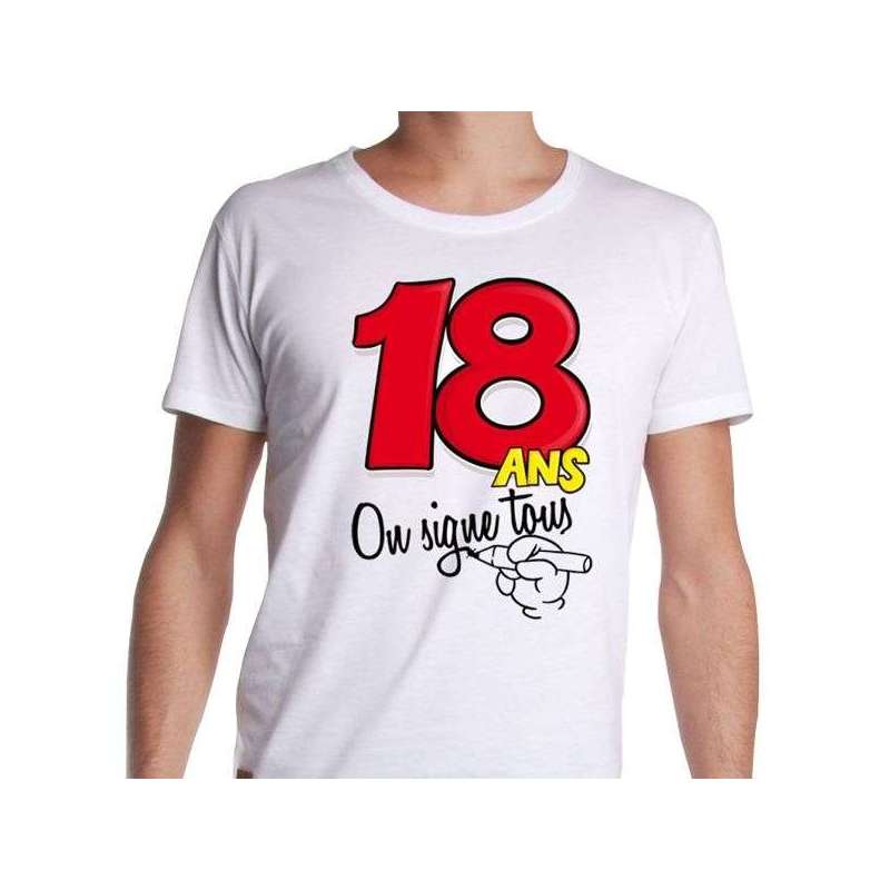 Tee-shirt 18 ans à dédicacer avec stylo feutre - Totalcadeau