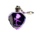 Porte-clés en forme de coeur en cristal avec fleur gravée