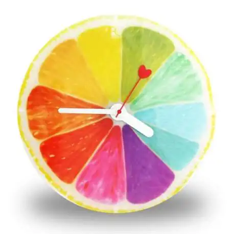 Horloge cuisine multicolore en forme de demi citron agrume