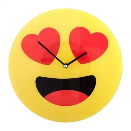 Horloge murale émoticône amoureux émoji
