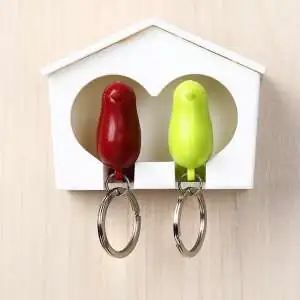 Cabanon range-clés avec 2 porte-clés couple oiseaux d'inséparables