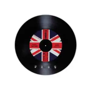 Accroche-clés en forme de disque vinyle avec drapeau du Royaume-Uni