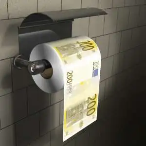 Rouleau de papier toilettes billet de 200 euros