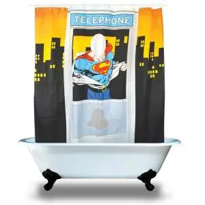 Rideau de douche Superman au téléphone