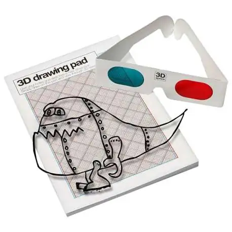 Carnet de dessin à effet en 3 Dimensions et 1 lunettes 3D bleu rouge