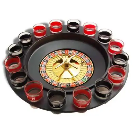 Roulette à boire pour jeu et boisson avec 16 verres shooter