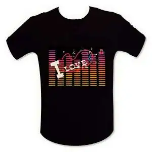 T-shirt equalizer "I Love" music LED lumineux