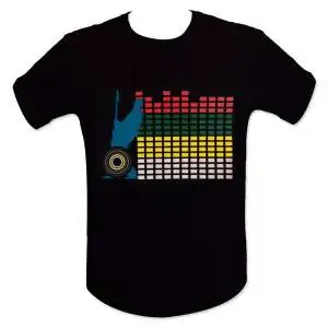 T-shirt equalizer guitariste lumineux LED mur de son