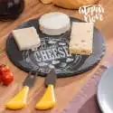 Set plateau fromage en ardoise rond avec 1 fourchette et 1 couteau