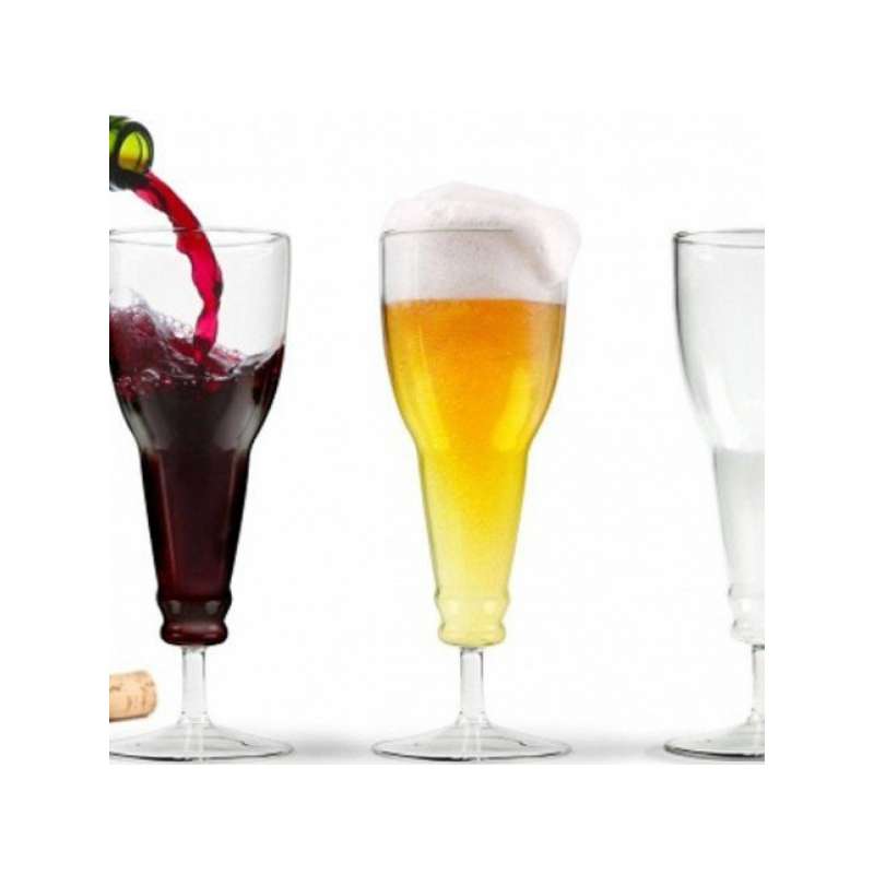Verre Double Parois A Biere Forme Bouteille Renversee Verre Magique Totalcadeau