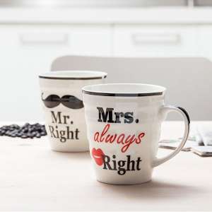 2 tasses Monsieur et Madame Right mug Mr et Mrs
