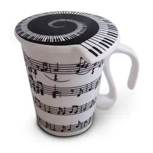 Tasse notes de musique en céramique mug avec couvercle
