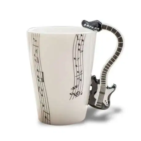 Tasse anse en guitare noire mug porcelaine