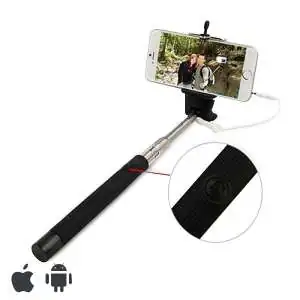 Perche pour selfie avec câble caméra et smartphone