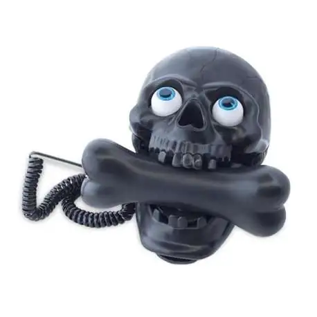 Téléphone fixe crâne à combiné en forme d'os filaire tete de mort