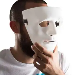 Masque blanc de personne anonyme visage