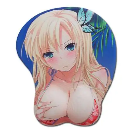 Tapis de souris 3D relief manga blonde en bikini sexy repose poignet