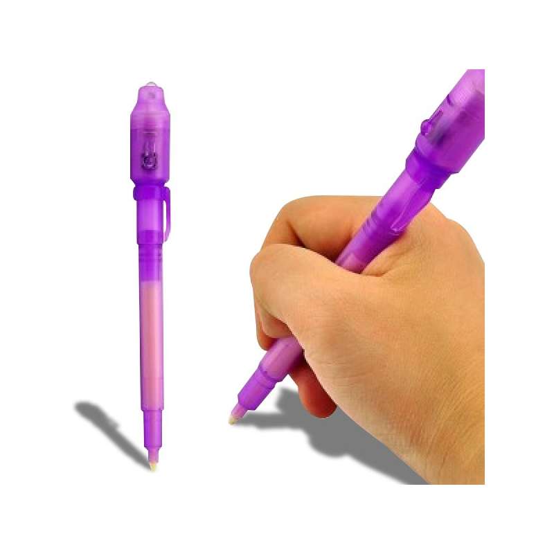 Stylo encre invisible et lampe lumière UV - Totalcadeau