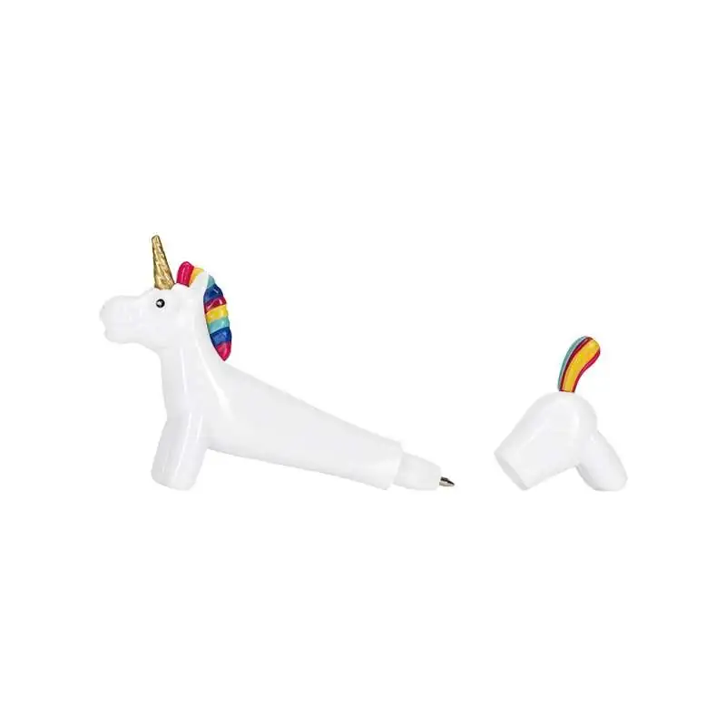 Stylo en peluche licorne arc-en-ciel pastel