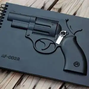 Carnet luxe bloc notes avec révolver en relief pistolet arme