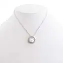 Collier pendentif anneau argenté et strass orné d'une perle blanche