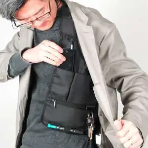 Sacoche gilet en bandoulière multi poche sécurité antivol