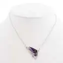 Collier pendentif papillon strass et faux cristaux violets
