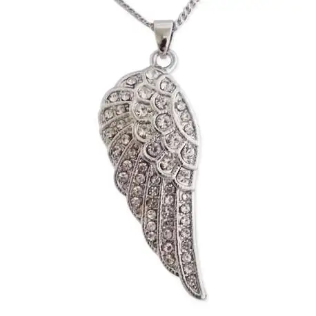 Collier avec pendentif strass en forme d'aile