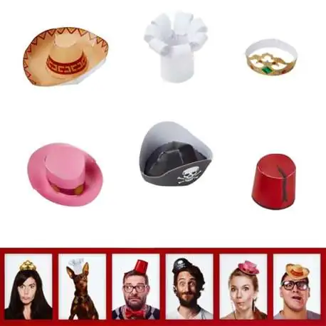 Coffret de 6 mini chapeaux marrants Photobooth drole