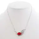 Collier pendentif feuille en strass et faux cristal rouge