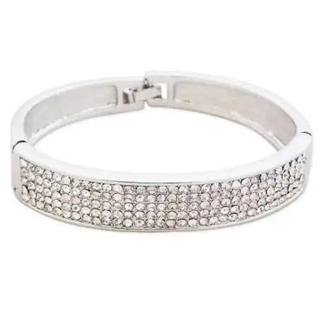 Bracelet argenté avec myriade de strass blancs