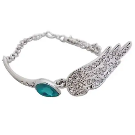 Bracelet fausse pierre turquoise et aile scintillante