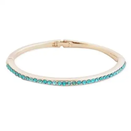 Bracelet fin doré aux strass turquoise