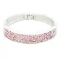 Bracelet large argenté aux strass roses