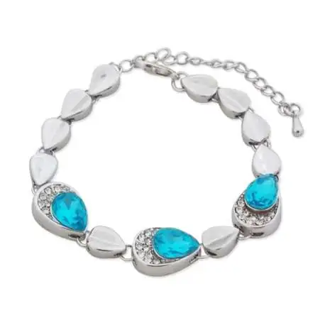 Bracelet gouttes turquoise, argentées et strass