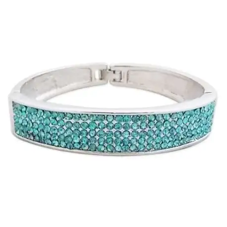 Bracelet argenté incrusté de strass turquoise