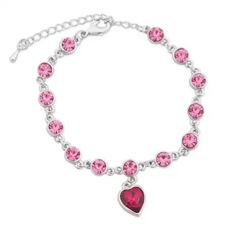 Bracelet aux faux diamants roses et cœur