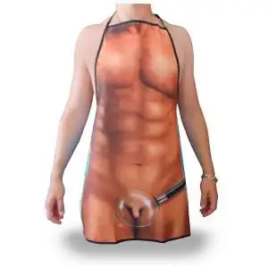 Tablier humoristique amusant et fun homme musclé et petit zizi