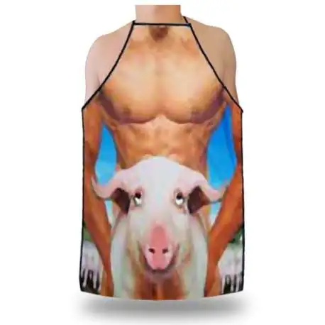 Tablier humoristique homme musclé et son cochon drole marrant sexy