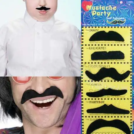 6 fausse moustaches adhésives accessoire de déguisement