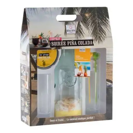 Coffret de mélange et accessoires pour Piña Colada et 2 verres