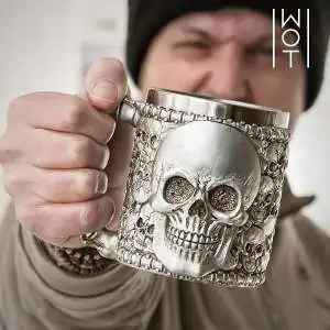 Tasse en acier inoxydable tête de mort - Mug crâne en 3D