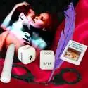 Jeu coquin - vibromasseur, plume, carnet kamasutra, paire de menottes