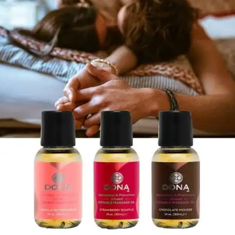 Huile de massage aphrodisiaque parfumée (3 tubes) relaxation zen