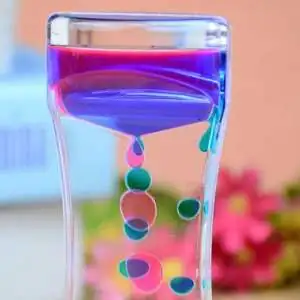 Sablier transparent à liquide bicolore bulle temps original