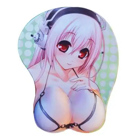 Tapis de souris en relief fille manga 3D avec repose poignet