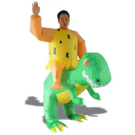 Costume gonflable cro magnon à dos de dinosaure déguisement