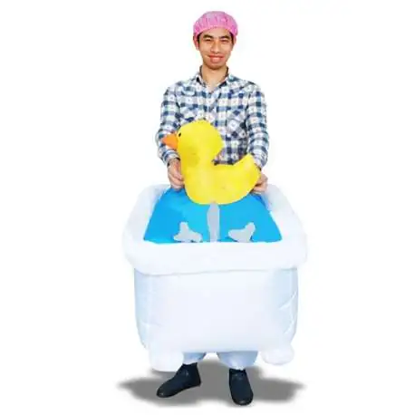 Costume gonflable homme dans son bain avec son canard